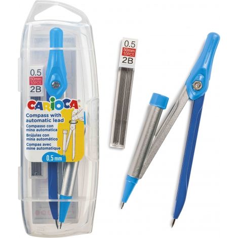 Carioca pack de bolsillo compass 0.5mm + recarga - compas ajustable con portaminas - kit de carga mina hb 0.5 - descenso de la mina por clic - color varios
