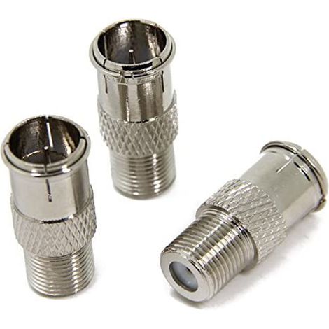 Adaptateur F-Type Push-On - Mâle vers Femelle - Raccord Coaxial Rapide pour Camping et VR - Doré - 3 Pièces