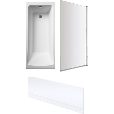 Square Single Ended 1700x700 with Leg Set & Chrome Screen & Front Bath Panel