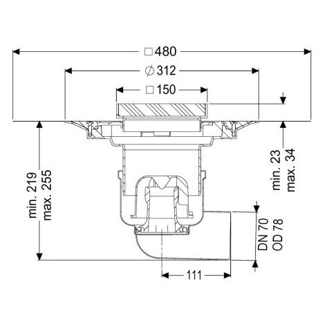 KESSEL 54400.21 Siphon de sol/plafond Ferrofix