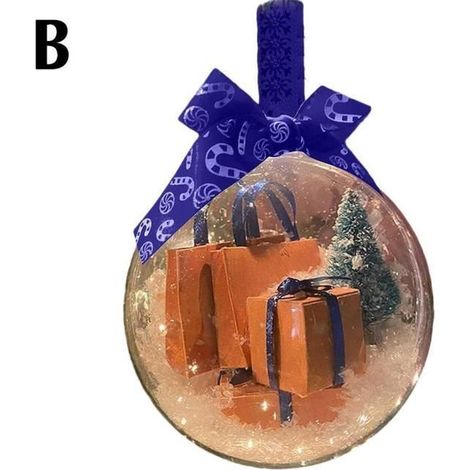 Boule transparente de décoration de sapin de Noël - Bleu (1/4)