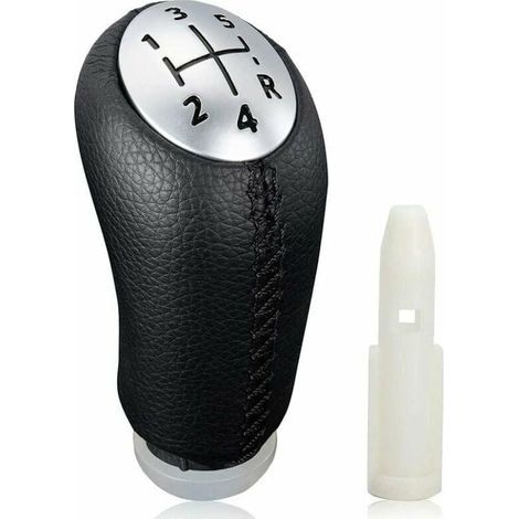 Pomello del cambio manuale per Renault Clio III 2005-09, Megane 2 Laguna 2003-09, in pelle nera, con adattatore. (1/4)