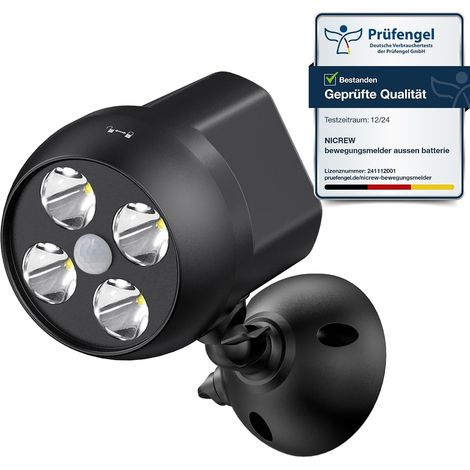 Lampe extérieure avec capteur de mouvement Imperméable à l'eau, Projecteur led avec capteur sans fil, Lumière extérieure de Sécurité pour escalier, couloir, jardin, terrasse (1/5)