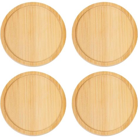 Ensemble de sous-verres en bois (4 pièces) - Sous-verres faits à la main, épais et résistants à la chaleur, adaptés aux bureaux, bars et fermes - Sous-verres en bambou naturel pour la protection du bu (1/5)