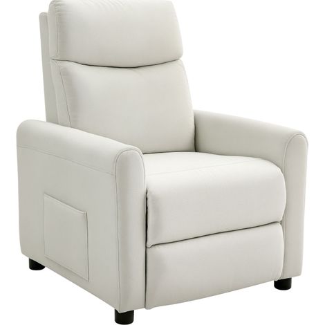 Sillón reclinable para salón con muelles ensacados, blanco crema (1/5)