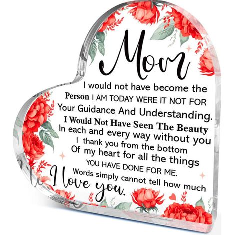 Plaque cœur acrylique décorative à poser, décoration bureau moderne, cadeau souvenir(10 cm) (1/4)