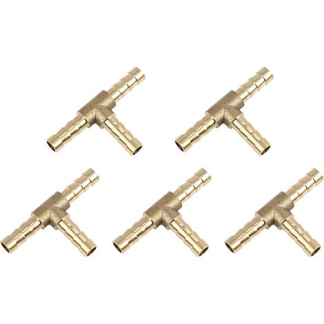 Raccord Laiton 6mm Té 3 Voies Pour Huile Air Eau 5pcs Couleur Ton Or, Ø Int. 5mm, Résist. Corrosion (1/5)