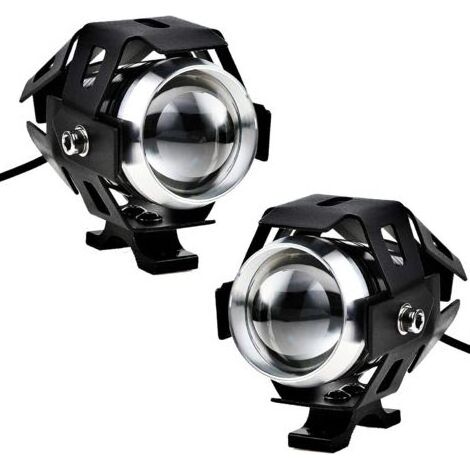 Set of 2 motorcycle headlights, additional LED fog lights, 1200 lm, U5, waterproof, for motorcycles, scooters and 4-wheelers (1/4)