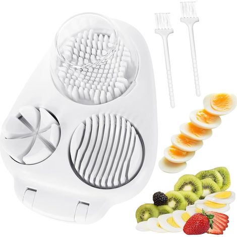 Egg slicer, soft-boiled egg slicer, 3-in-1 egg slicer, universal egg cutter/slicer, professional egg slicer, easy-to-clean egg divider, for eggs, kiwis, strawberries, and soft foods (1/5)