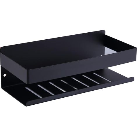 Duschablage ohne Bohren, selbstklebende Duschablage, Duschkorb aus Edelstahl SUS304, mattschwarz, 30 cm