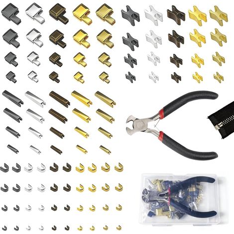 Kit de réparation de fermeture éclair yolzhxe 100 pièces, curseur, clip, pour vestes, jeans, sacs, couture, bricolage (5 couleurs, 4 spécifications) (1/5)