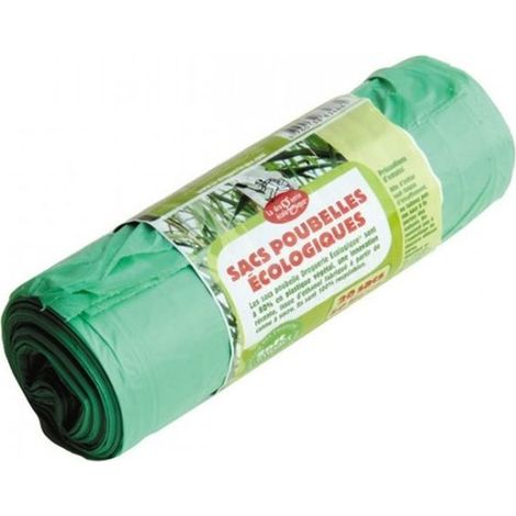 20 Sacs poubelle éco-plastiques ROULEAUX 50 L