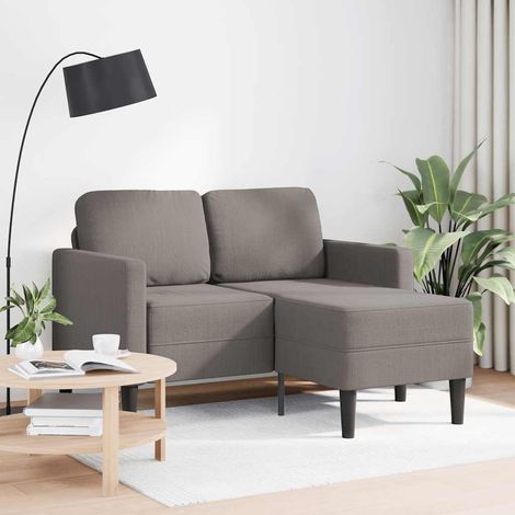 Canapé Sofa 2 places avec méridienne en L taupe 125 cm tissu