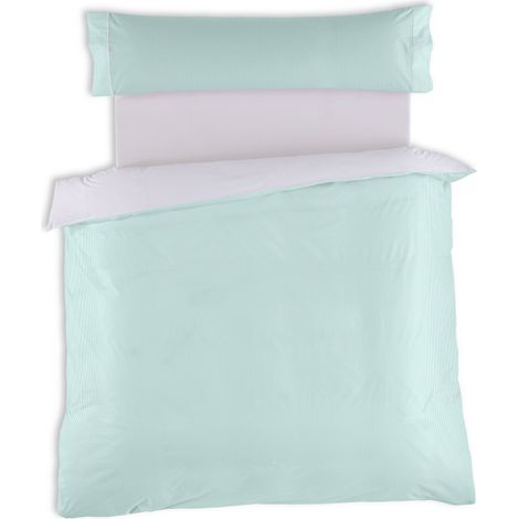 Conjunto de FUNDA NORDICA y funda de almohada Greta, color aqua - Cama de 105 (2 piezas) - 100% algodón - 200 hilos. Gramage: 125 (1/4)