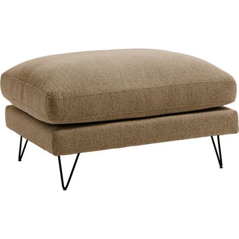 Pouf en tissu pieds épingles noirs - Caramel chiné - Villabon (1/5)