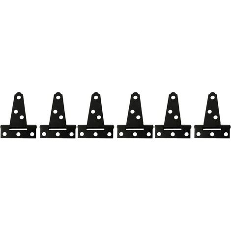 6 pièces 2" peinture noire fendue essieu triangle charnière galvanisé charnière robuste T-charnière，Pour meubles de maison, portes et fenêtres, etc. (1/5)