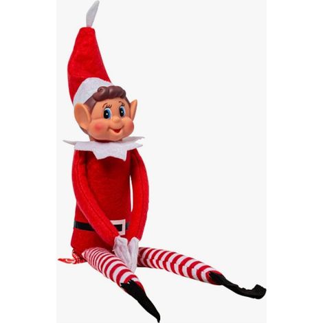 lutin turbulent avec velcro à la main - Lutin aux longues jambes en peluche douce - Jouet de Noël original - Lutin avec chapeau et étiquette - Décoration de Noël et du Nouvel An