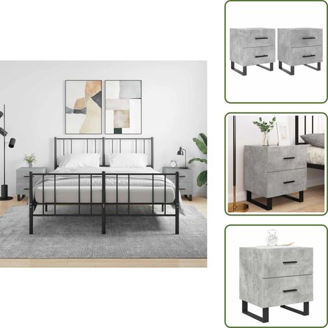 Tables de chevet 2pcs gris béton 40x35x47,5cm bois d’ingénierie - Table De Chevet - Meuble De Chambre - Armoire De Chevet - Meubles Modernes - Design Scandinave