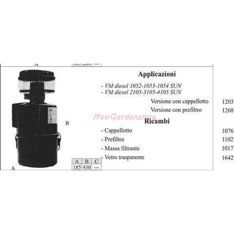 Filtro olio per motocoltivatore motori fino a 80 HP 1268