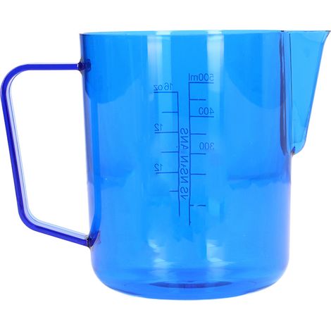Pichet à lait acrylique 600ml avec bec aigle anti-casse pour mousseur à lait bleu