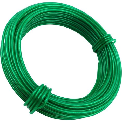 Câble de ligature gainé PVC, vert, 15 mètres par rouleau, pour fixer et protéger les plantes, câble de ligature pour jardin. (1/5)