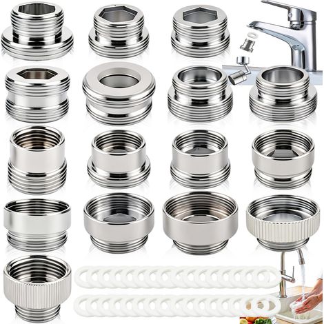 16 Pièces Adaptateur Robinet, Adaptateur de Filetage d'Évier (1/5)