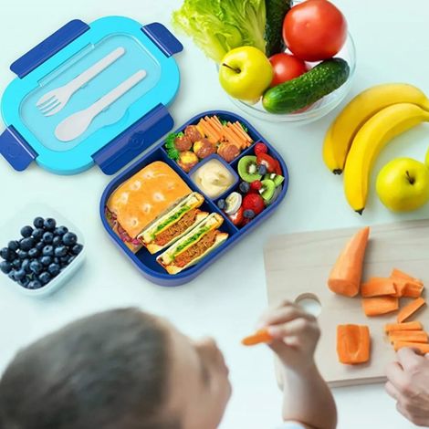 Bento-Box für Kinder mit 4 Fächern, auslaufsicher, BPA-frei, tragbare Lunchbox für Jungen und Mädchen, 1300 ml (1/5)