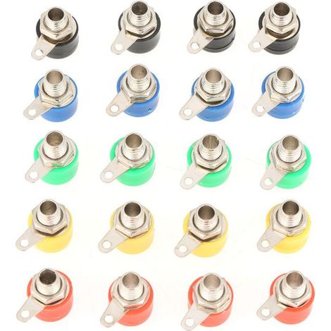 Connecteurs Jack de prise banane, 20 pièces, couleurs mélangées, 4mm, Terminal d'amplificateur de haut-parleur-Crezuo (1/5)