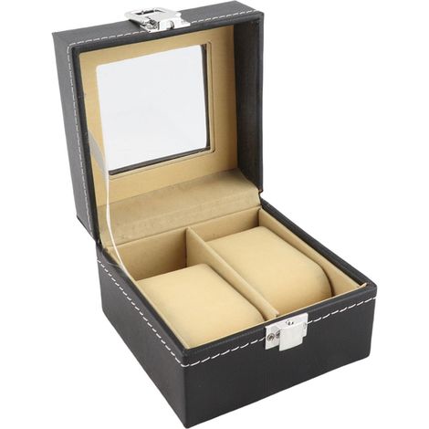Boîte de Rangement de Montres de Luxe avec 2 Emplacements, Organisateur de Bijoux à la Mode, Cadeau pour Hommes et Femmes, Vitrine Pratique (1/5)