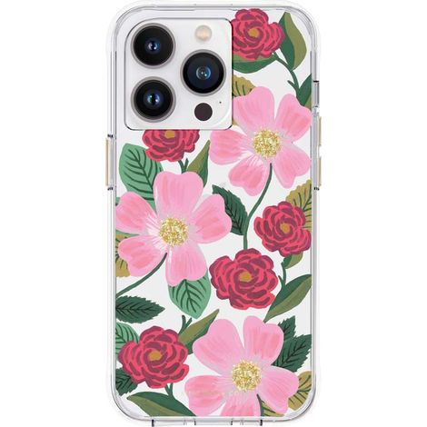 Custodia Rifle Paper Clear per iPhone 14 Pro Max con decorazioni dorate (Rose Garden) (1/5)