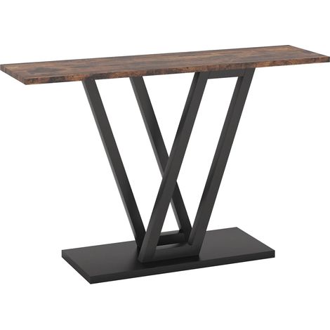 Consolle stretta 110 x 30 x 80 cm in legno e metallo, gambe a V HOMVRA (1/5)