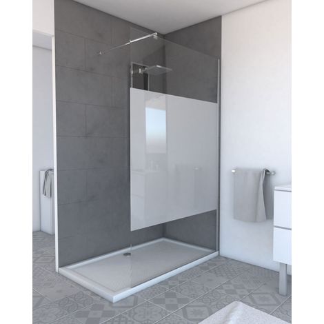 Parete doccia 120x200cm - Vetro temperato Smerigliato 8mm - Profilo Cromato - FREEDOM 2 FROSTED (1/4)