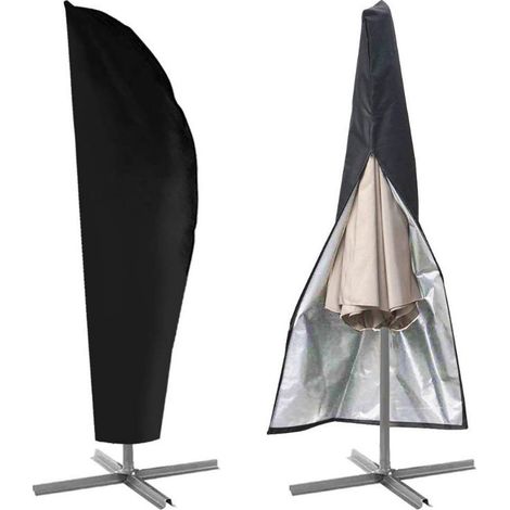 Housse de protection pour parasol déporté de 2 à 4 m, dimensions 265 x 40 x 50 cm/70 cm, imperméable et anti-poussière. (1/5)
