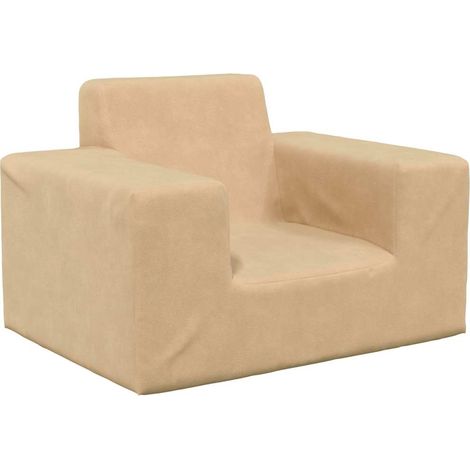 Kindersofa Creme Weich Plüsch