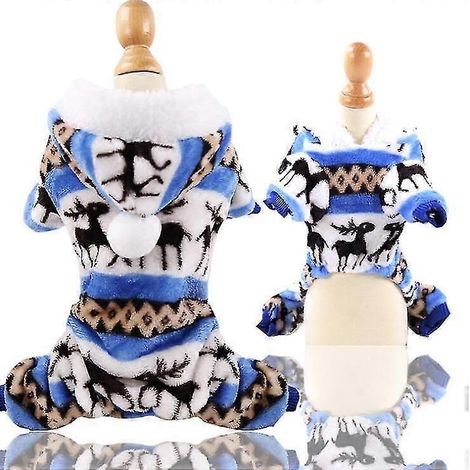 Ropa suave y cálida para perros, monos, abrigos de forro polar, pijamas para mascotas, ropa para chihuahuas, conjunto para perros, ropa para mascotas azul (1/5)