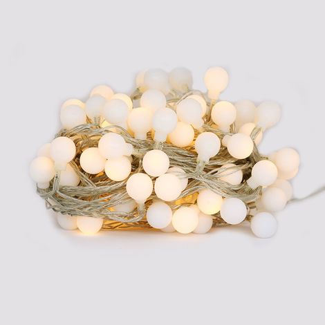 Sysled – Guirlande lumineuse d'extérieur 10 mètres 100 boules blanc chaud – Étanche IP65 – Alimentation DC 31V – Puissance 6W – Décoration festive
