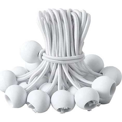 Elástico tensor,50 piezas,Núcleo de látex y polipropileno,Tensor de tienda de campaña,Elástico para tienda de campaña,150 mm,Blanco (1/5)