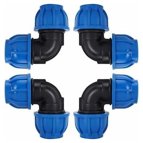 4 Pcs à 32mm Tuyau d'eau Coude Connecteur en PE Plastique Raccord Rapide Accessoires pour Purificateurs d'eau Potable（ø 32） (1/5)