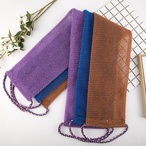 Lot de 3 serviettes de bain exfoliantes, brosses à dos portables, serviette de douche en maille douce, soin doux pour les peaux sensibles (1/5)