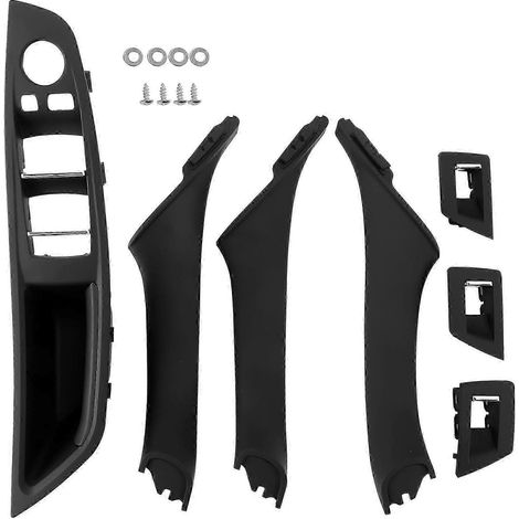 Poignée de porte intérieure noire et garniture de panneau de porte compatibles avec les modèles à conduite à gauche des séries 5, F10, F11, 520 et 525. (1/5)