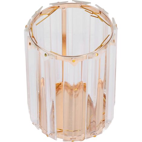 Porte-pinceaux de maquillage en verre transparent, rond et décoratif, boîte de rangement pour stylos de bureau, doré (1/5)