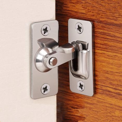 Verrou d'angle pour portes coulissantes et portes-fenêtres - Convient également aux abris de jardin, portails et portes à charnières - Acier inoxydable 304 - Verrou de sécurité à 90 degrés - À monter (1/5)
