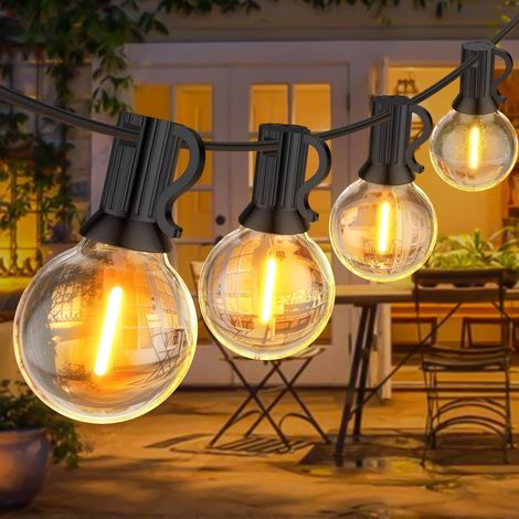 Guirlande Guinguette Extérieur 30M, Guirlande Lumineuse Exterieure avec 50+2 G40 LED Ampoules IP45 Imperméable, Blanc Chaud Chaîne Lumiere Exterieur pour terrasse, mariage, Noël