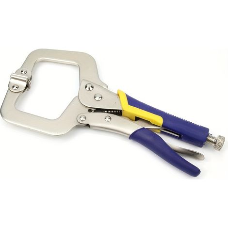 Jeu de serre-joints métalliques robustes avec serre-joints en C réglables, adaptés au travail du bois et au soudage. (1/4)