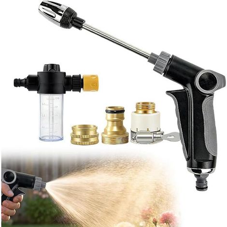 Pistolet à eau haute pression avec buse TurboWasher, débit d'eau réglable, adapté aux tuyaux d'arrosage, buse haute pression pour tuyau d'arrosage (1 pièce). (1/5)