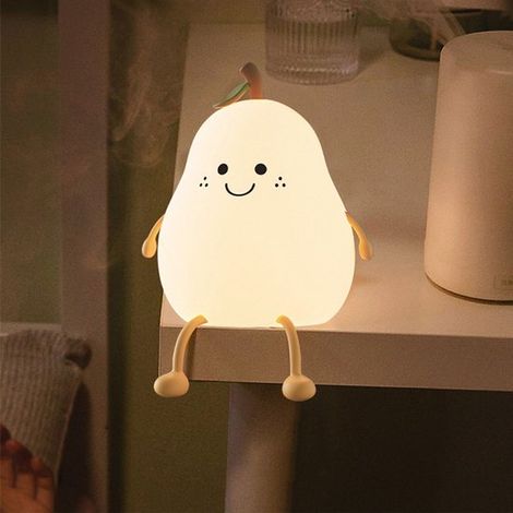 Veilleuse en forme de poire pour enfants, veilleuse bébé, version sept couleurs, LED RGB, minuterie, chargement USB-C, accessoires de chambre d'enfant (1/5)