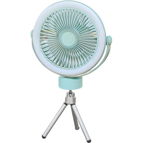 Ventilador portátil para camping – 2400 mAh, LED integrado, USB – Para colgar o colocar – Tienda de campaña, coche, autocaravana, exteriores, emergencias