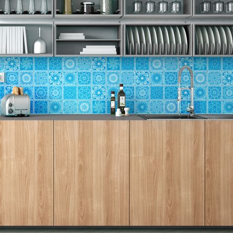 Sticker Mural Carrelage adhésif Cuisine Salle de Bain - 24 STICKERS CARRELAGES BOHÈME ADSILA - 24stickers10x10cm (1/5)