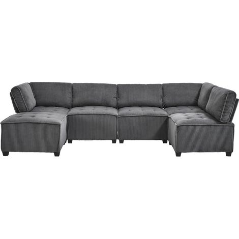 Canapé modular 6 places ergonomique corduroy gris 70.00x125.00x146.00 ZIPSOFA (1/5)