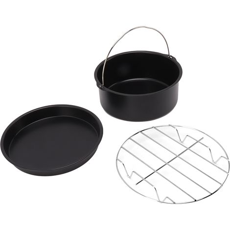 Accessoires friteuse acier inoxydable plat cuisson gâteau pizza barquette grill antiadhésif compatible lave-vaisselle noir 15cm (1/5)